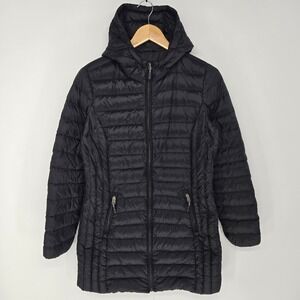 Aventure Puffer Jacket Women Small Black Down Hooded Quilted Lightweight Coat